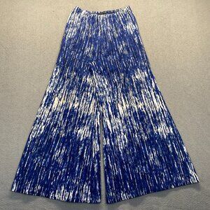 ZAC & RACHEL Women's Printed Strip Blue & White, Wide Leg Pants, Size S,Pull On